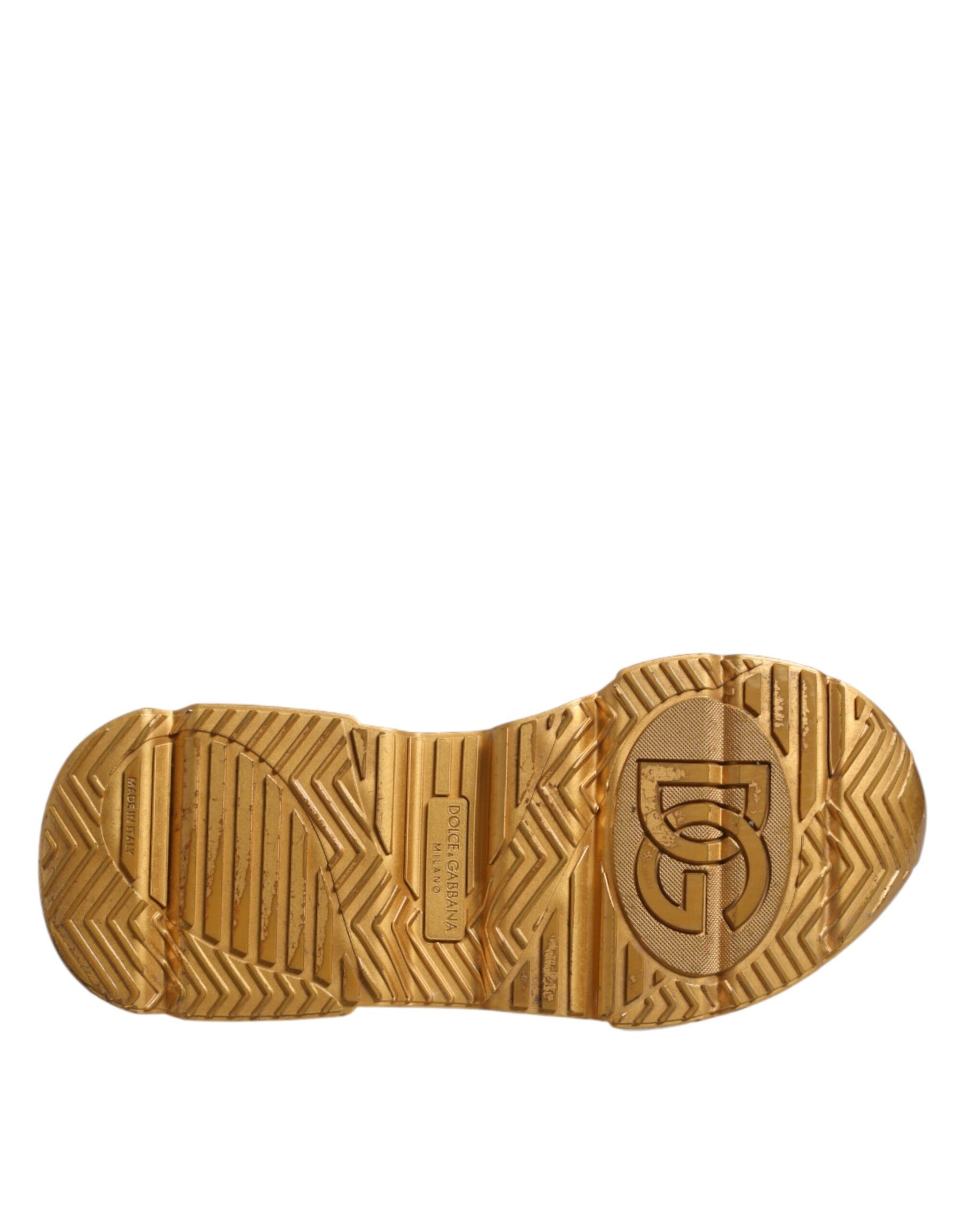 Dolce & Gabbana White Gold Daymaster Low Top Sneakers Shoes | Regal Royce