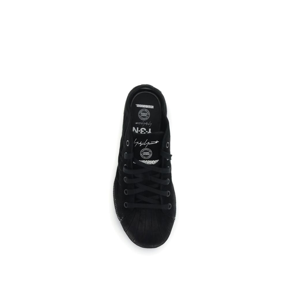 Y-3 Black Leather Low Top Sneakers | Regal Royce