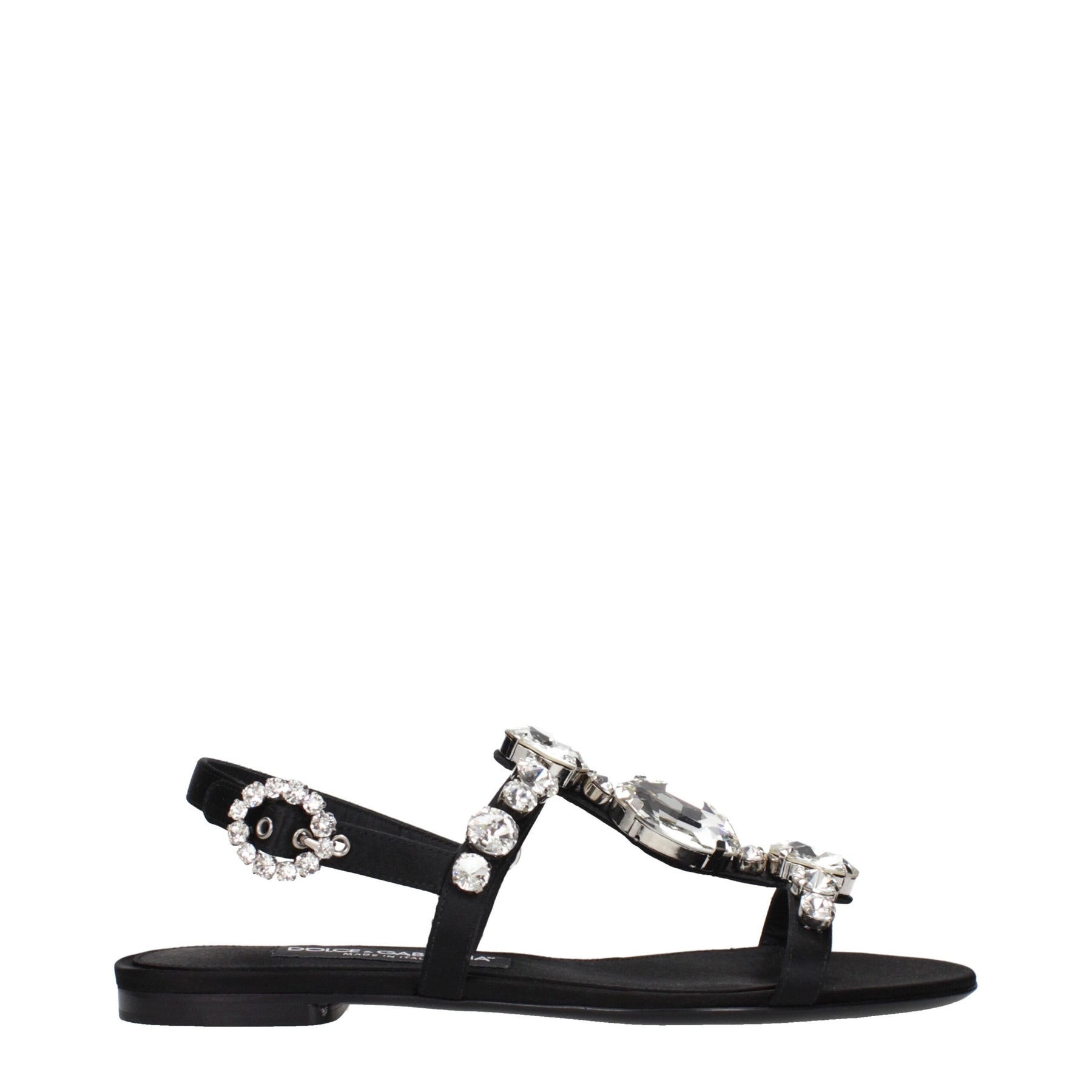 Dolce & Gabbana Black Satin Flat Sandals | Regal Royce