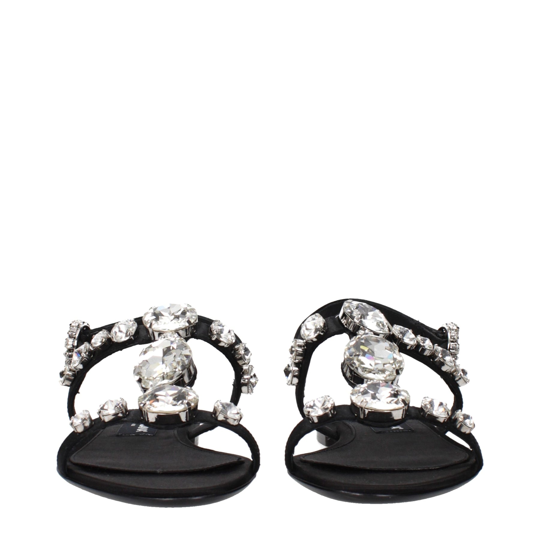Dolce & Gabbana Black Satin Flat Sandals | Regal Royce