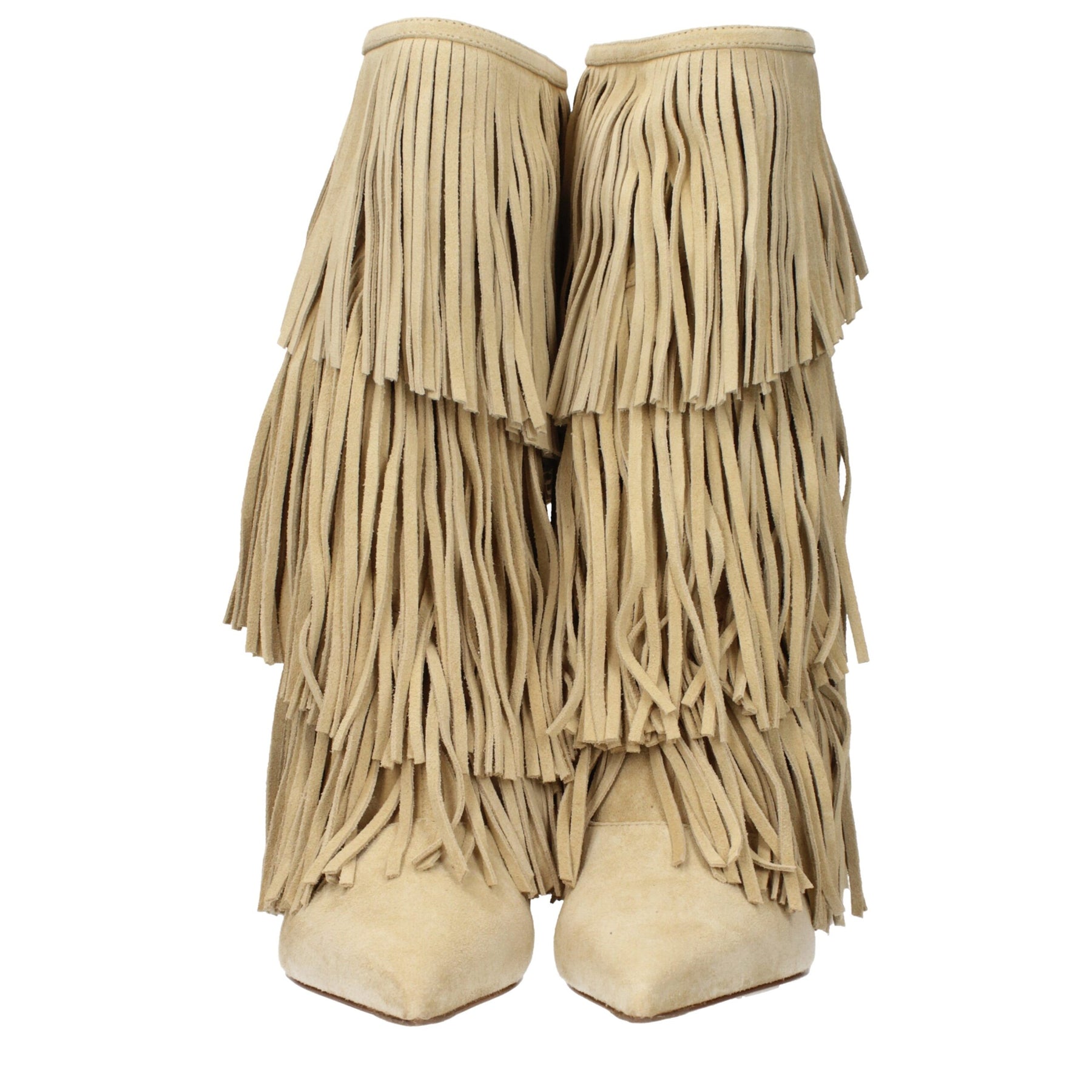 Paris Texas Beige Leather Flat Boots | Regal Royce