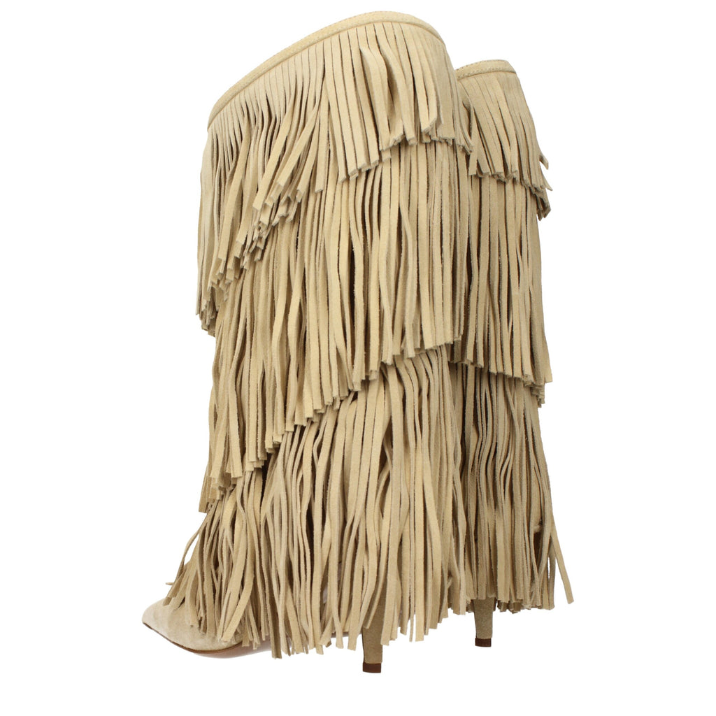 Paris Texas Beige Leather Flat Boots