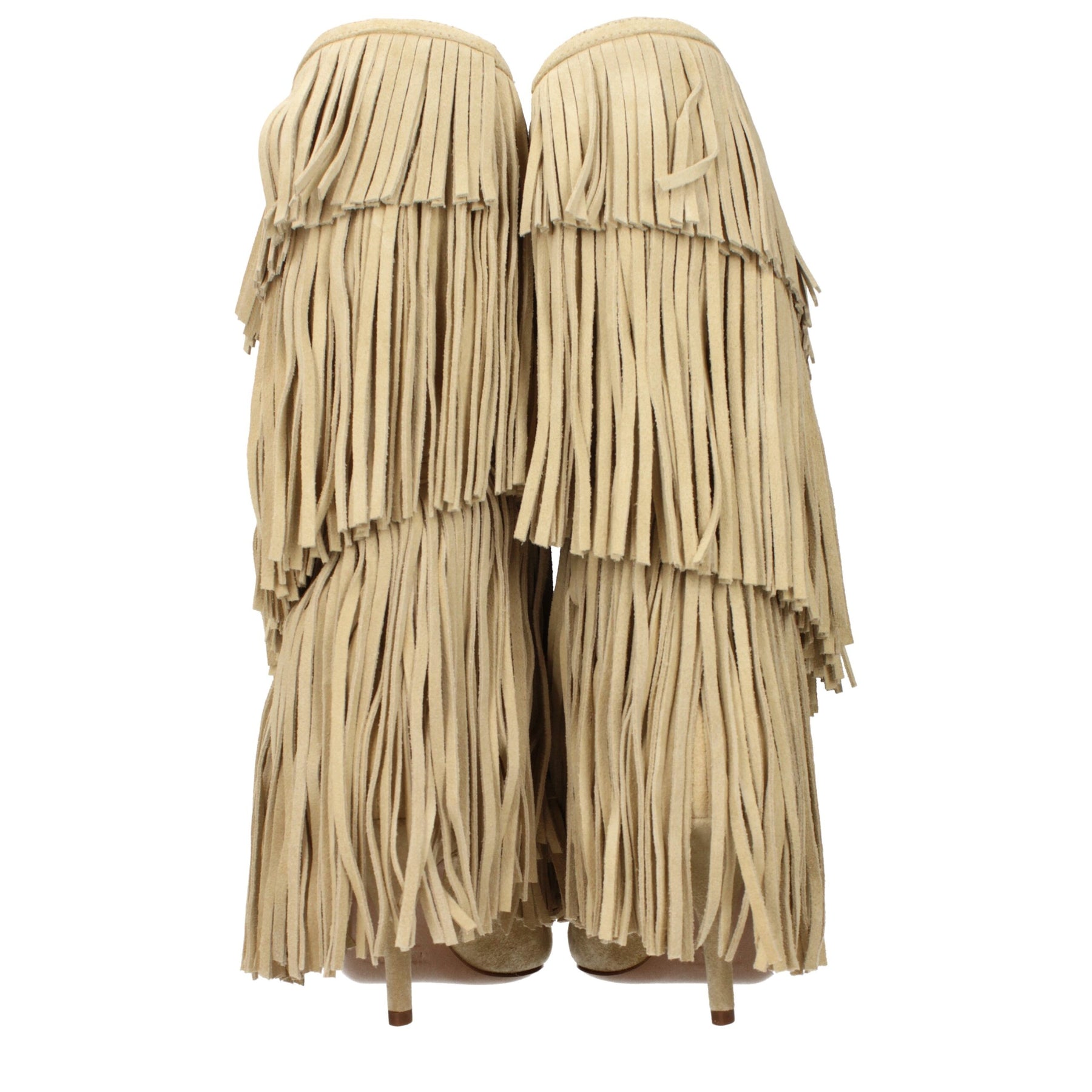 Paris Texas Beige Leather Flat Boots | Regal Royce