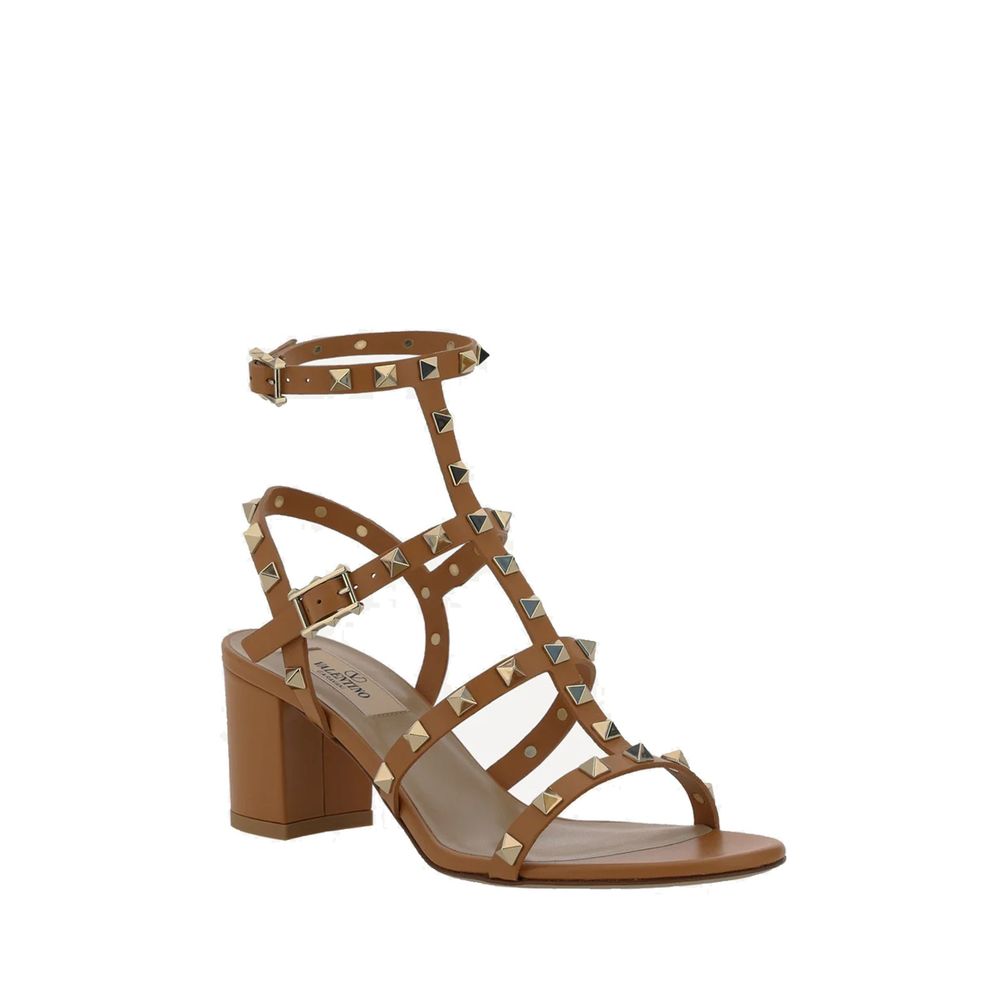 Valentino Garavani Brown Calfskin Strap-On Sandals