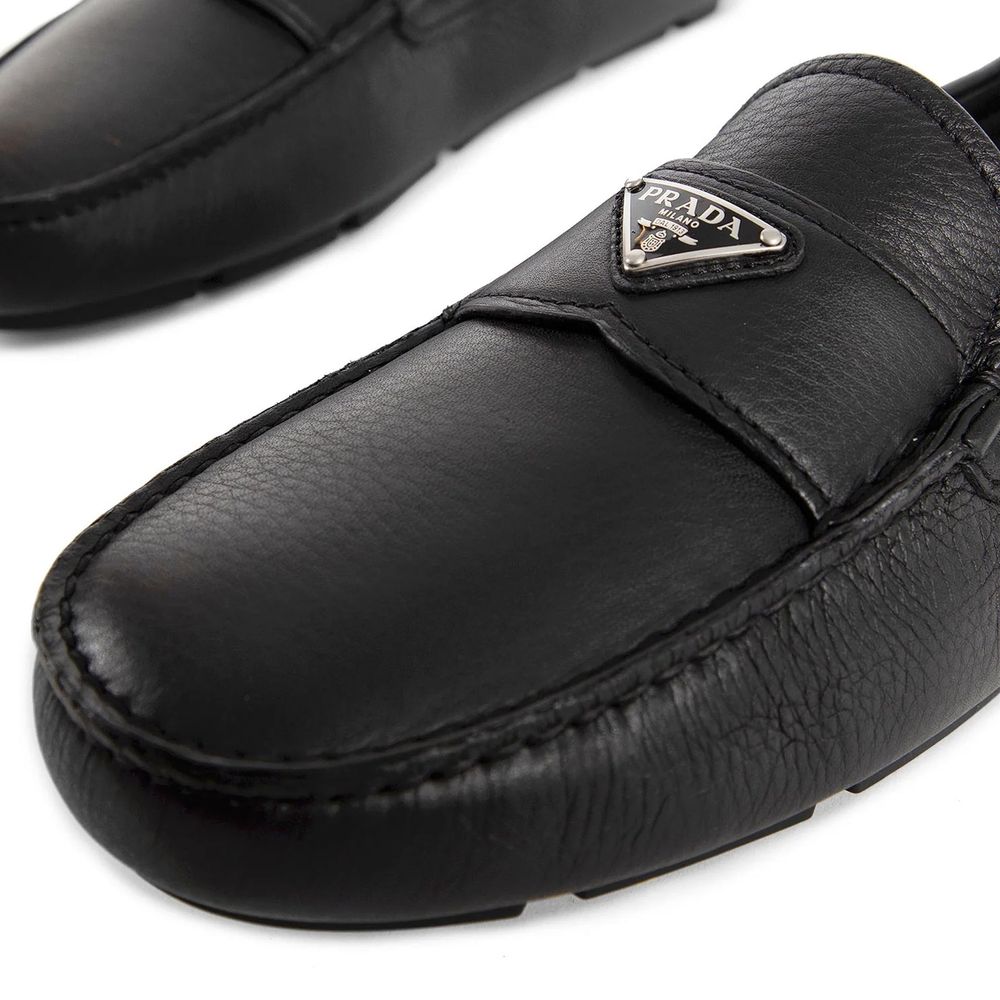 Prada Black Calfskin Slip-On Loafers