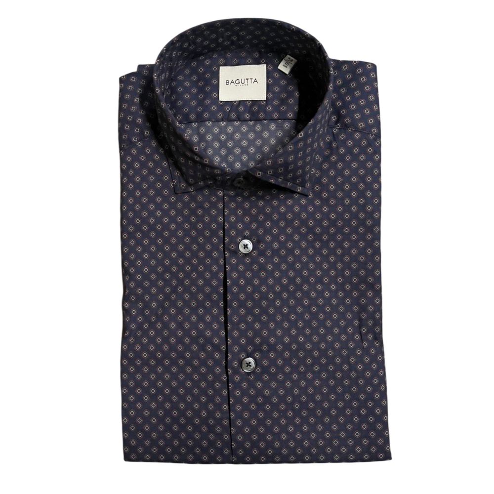 Bagutta Blue Cotton Men's Slim Fit Shirt | Regal Royce