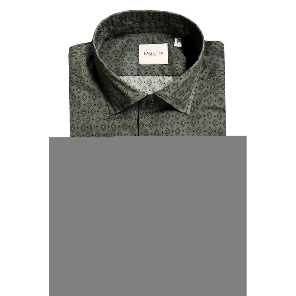 Bagutta Green Cotton Men's Slim Shirt | Regal Royce
