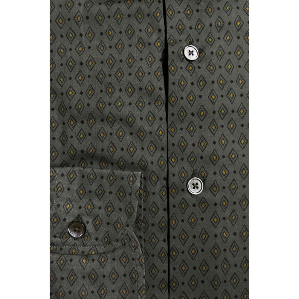 Bagutta Green Cotton Men's Slim Shirt | Regal Royce
