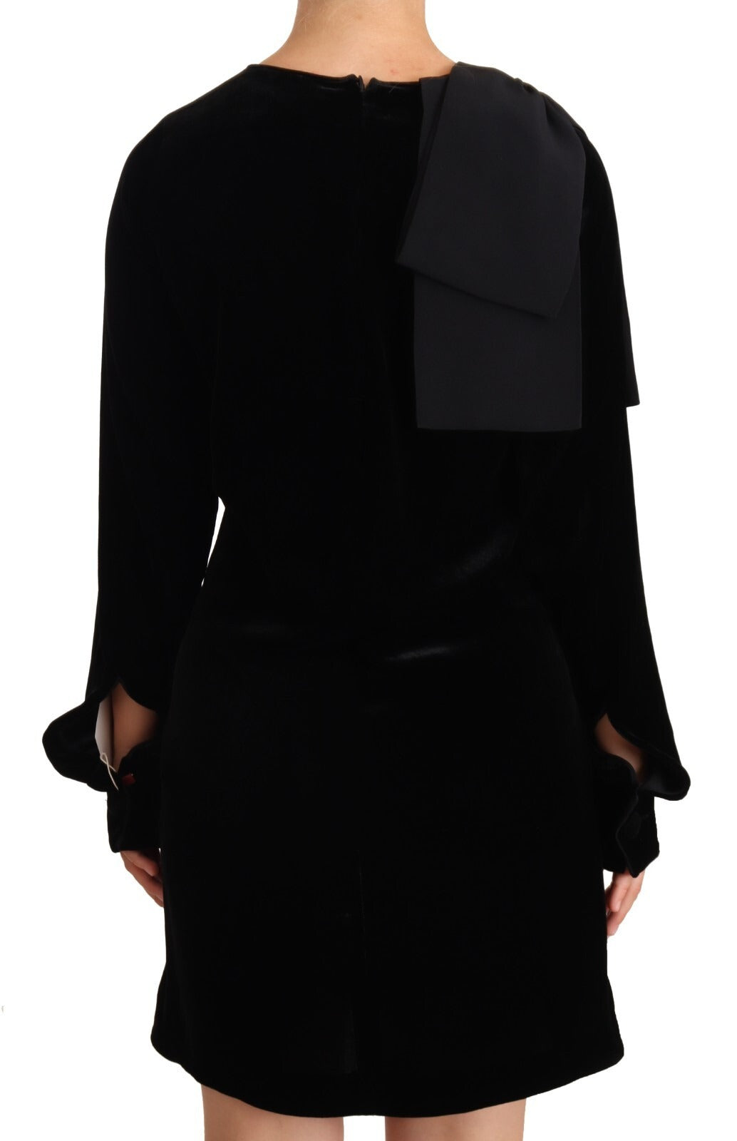 N.21 Sheath A-line Black Viscose Long Sleeves Round Neck Mini Dress | Regal Royce