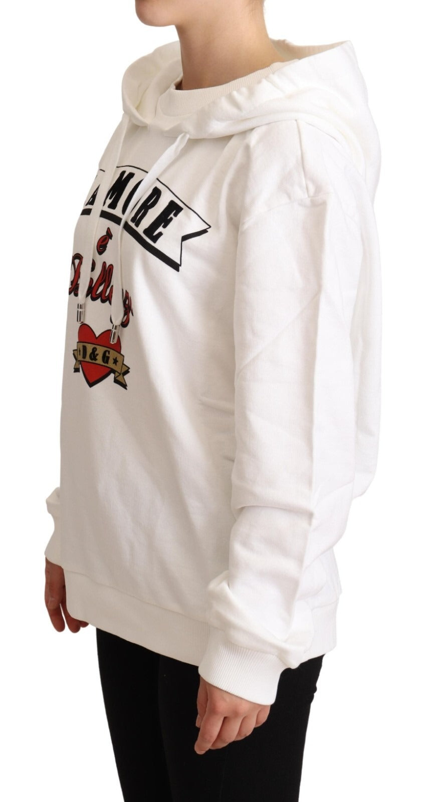 Dolce & Gabbana White L'Amore Hooded Pullover Sweater | Regal Royce