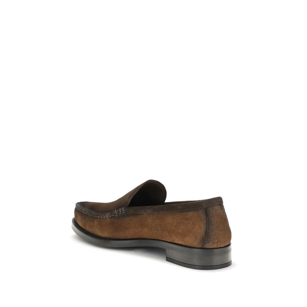 Prada Brown Calf Leather Bos Taurus Slip-On Loafers | Regal Royce