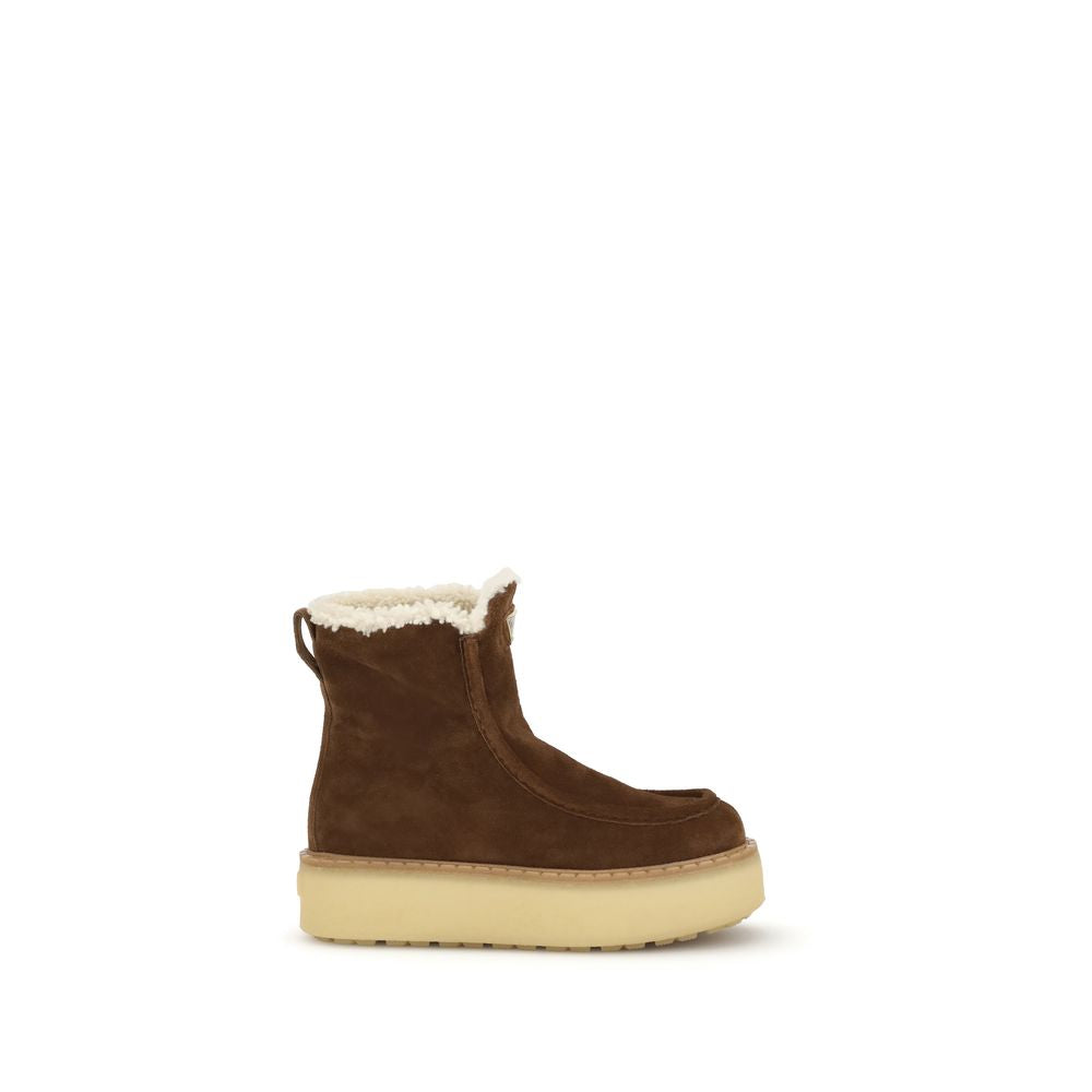 Prada Brown Calf Leather Bos Taurus Ankle Boots | Regal Royce