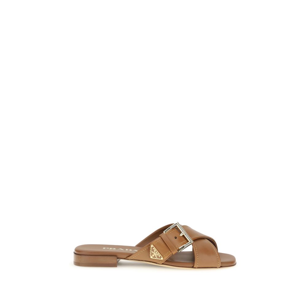 Prada Brown Calf Leather Bos Taurus Sandals | Regal Royce