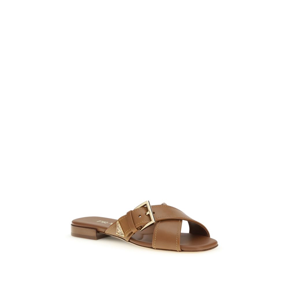 Prada Brown Calf Leather Bos Taurus Sandals | Regal Royce