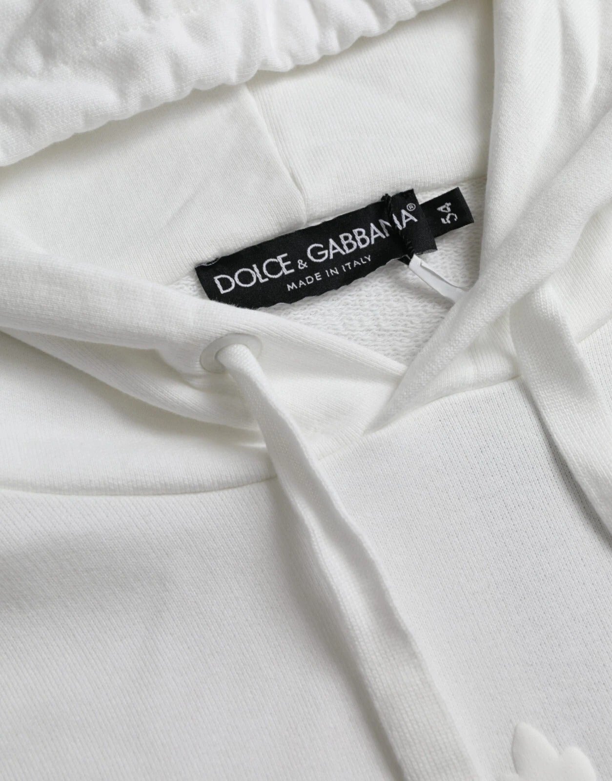 Dolce & Gabbana White Cotton Hooded Pullover Sweatshirt Men | Regal Royce