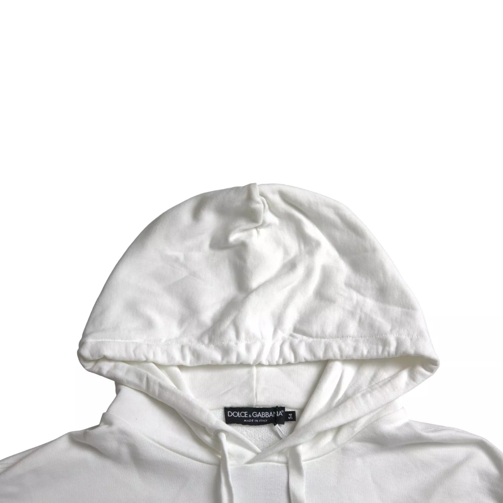 Dolce & Gabbana White Cotton Hooded Pullover Sweatshirt Men | Regal Royce