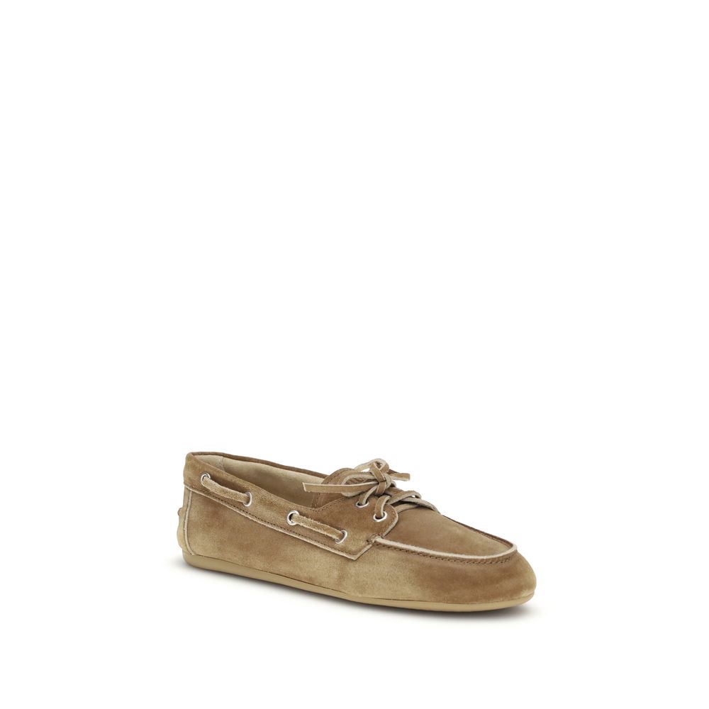 Miu Miu Beige Calf Leather Bos Taurus Slip-On Loafers | Regal Royce