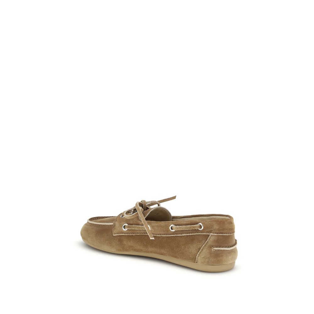 Miu Miu Beige Calf Leather Bos Taurus Slip-On Loafers | Regal Royce