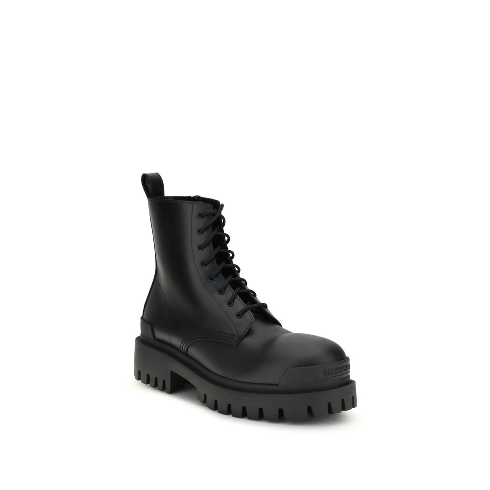 Balenciaga Black Calf Leather Bos Taurus Lace-Up Boots | Regal Royce