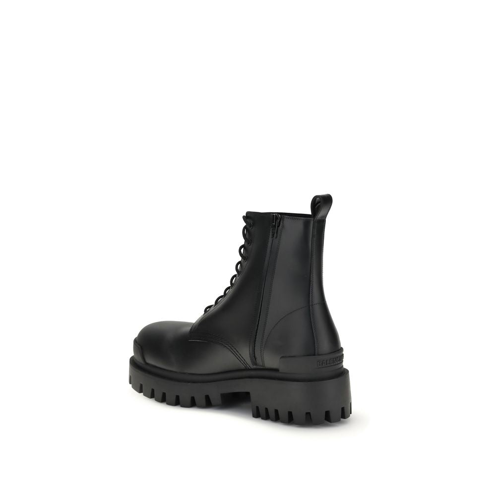 Balenciaga Black Calf Leather Bos Taurus Lace-Up Boots | Regal Royce