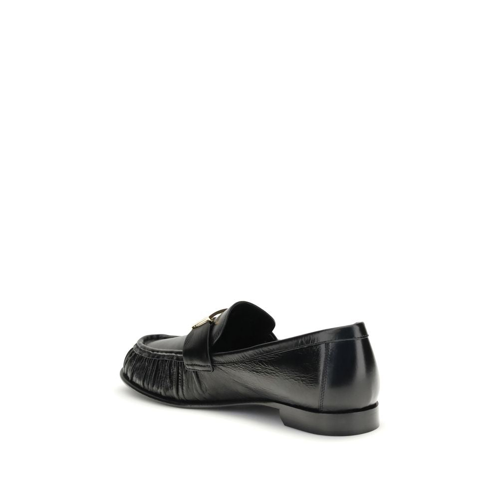 Fendi Black Calf Leather Bos Taurus Slip-On Loafers | Regal Royce