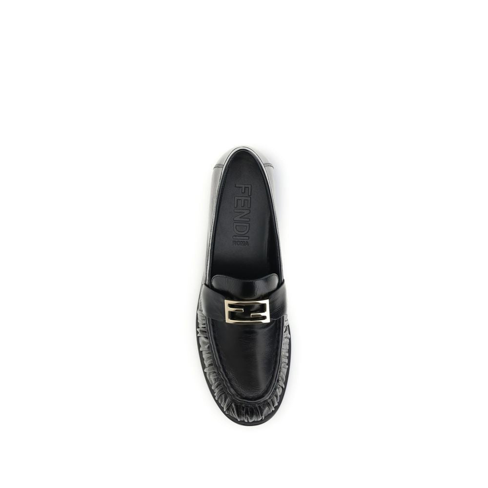 Fendi Black Calf Leather Bos Taurus Slip-On Loafers | Regal Royce