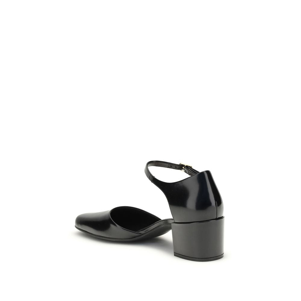 The Row Black Rubber Mid Heel Pumps | Regal Royce