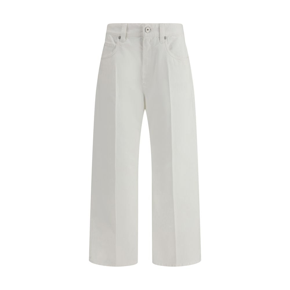 Brunello Cucinelli White Cotton Cropped Jeans | Regal Royce