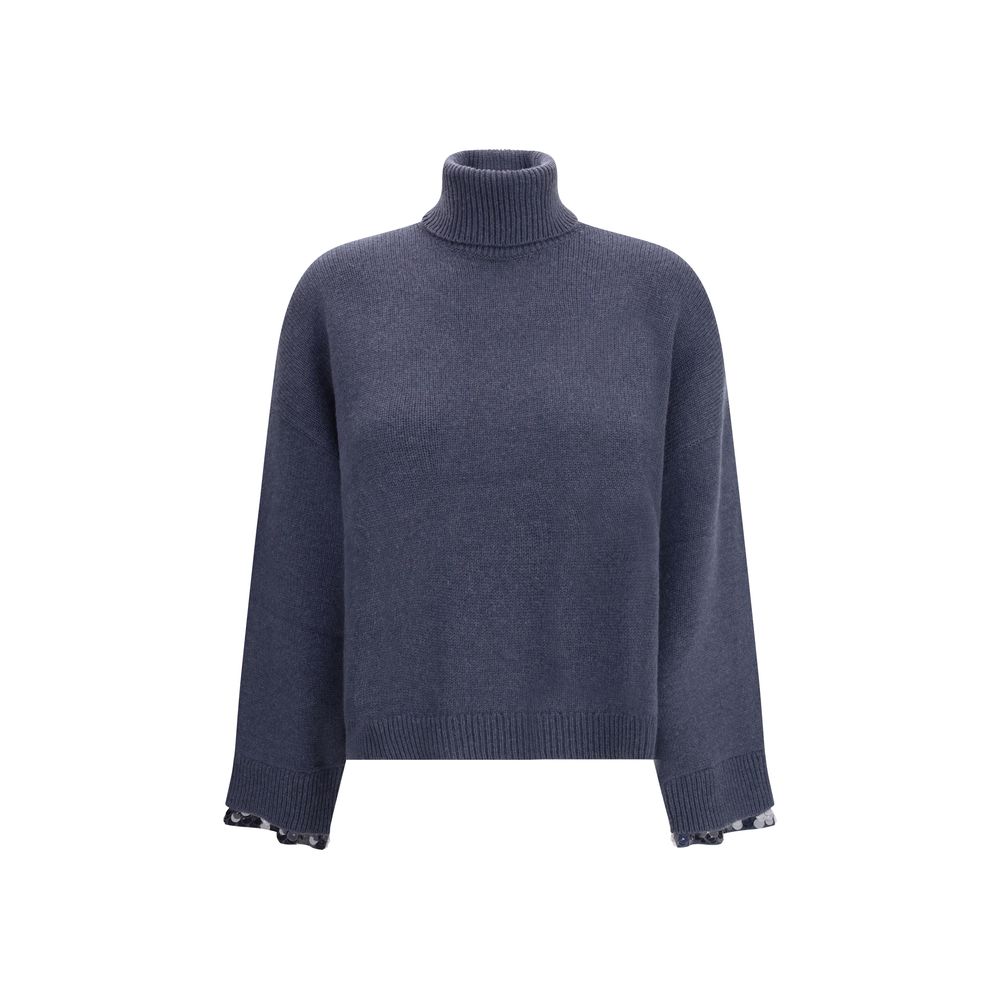 Brunello Cucinelli Blue Fleece Wool Turtleneck | Regal Royce