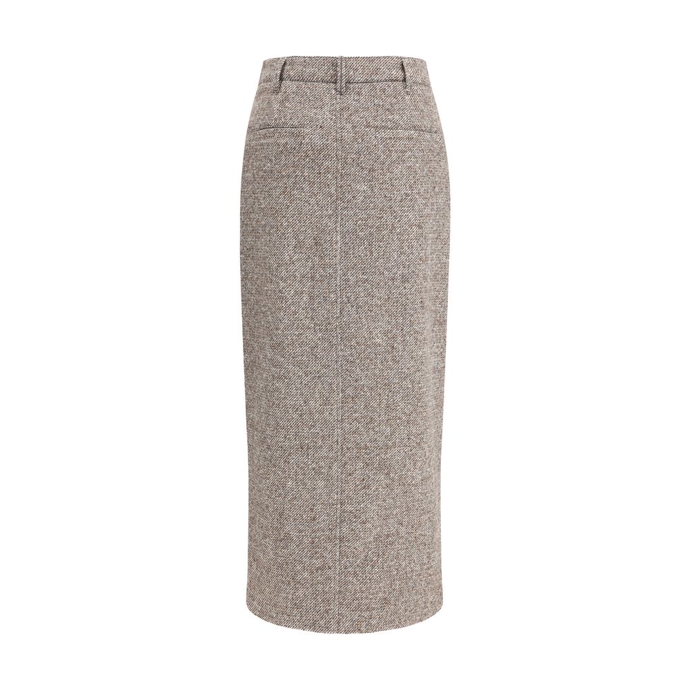 Brunello Cucinelli Brown Fleece Wool Long Skirt | Regal Royce