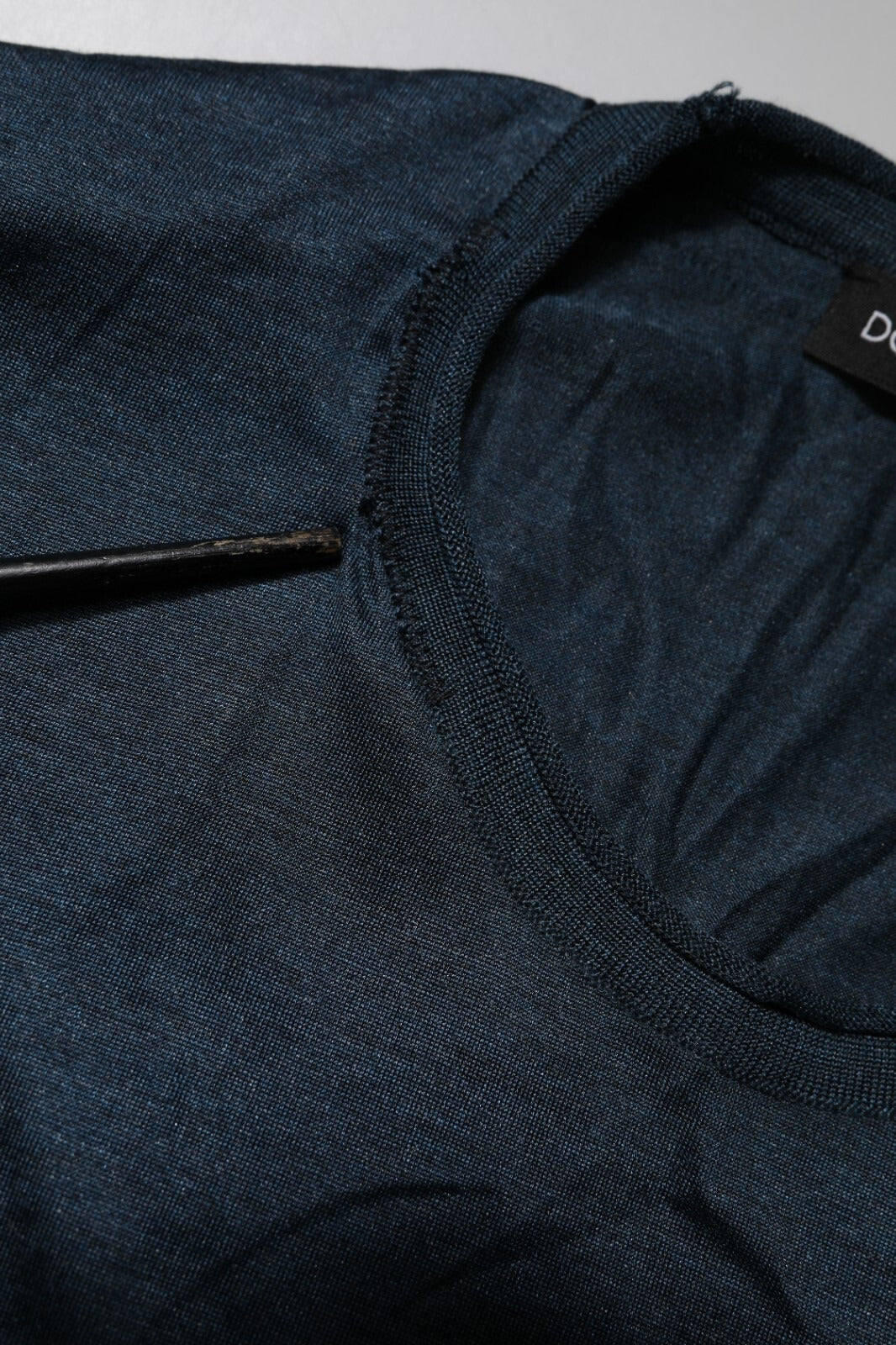 Dolce & Gabbana Dark Blue Silk Crew Neck Short Sleeve T-shirt | Regal Royce