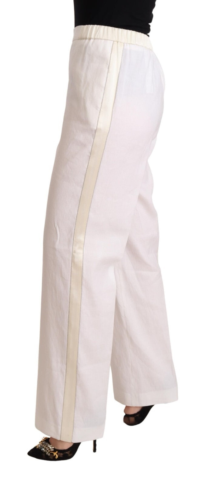 Fabiana Filippi Linen White High Waist Straight Formal Trouser Pants | Regal Royce