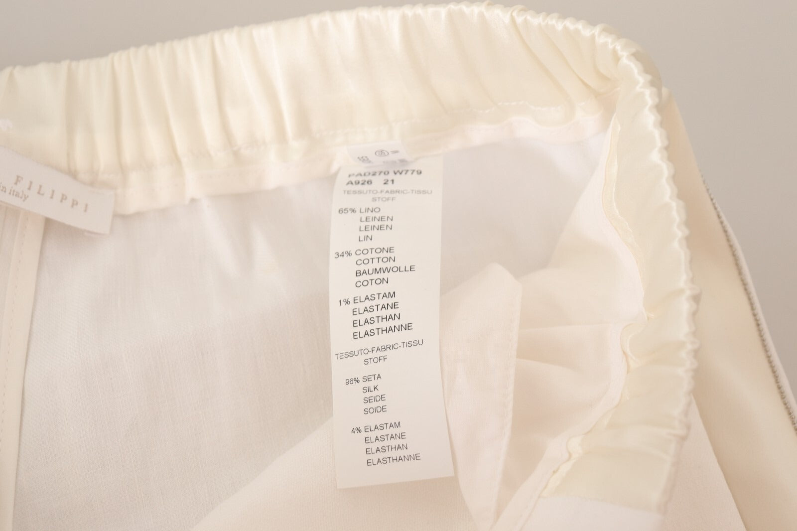 Fabiana Filippi Linen White High Waist Straight Formal Trouser Pants | Regal Royce