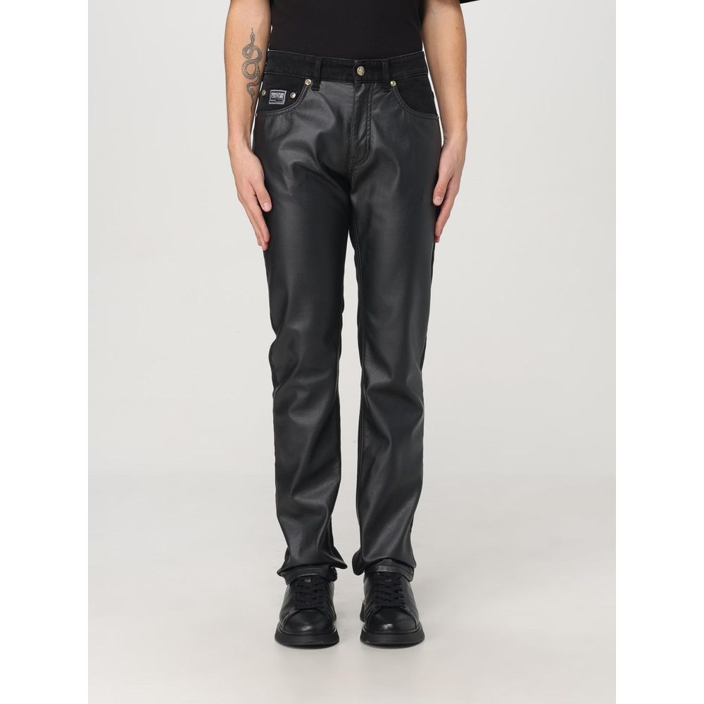 Versace Jeans Black Leather Casual Pants | Regal Royce