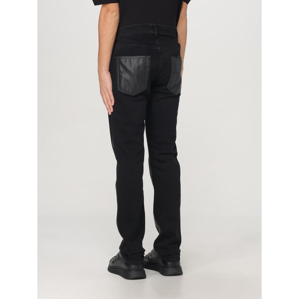 Versace Jeans Black Leather Casual Pants | Regal Royce