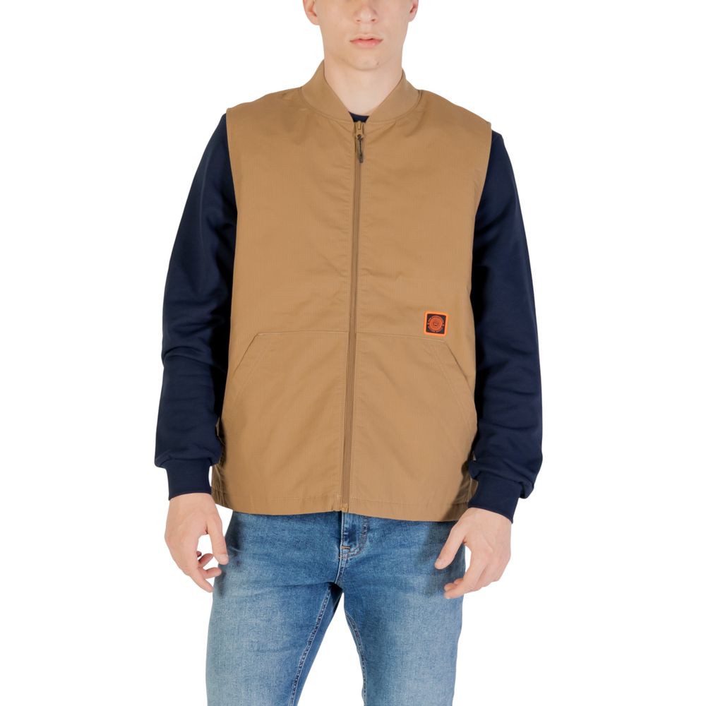 Vans Beige Cotton Sleveless Jacket | Regal Royce