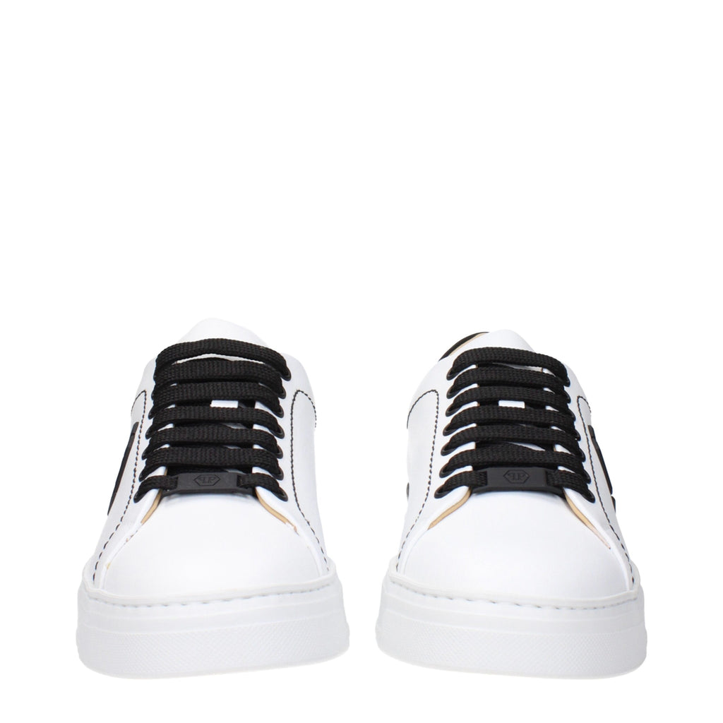 Philipp Plein White Leather Low Top Sneakers