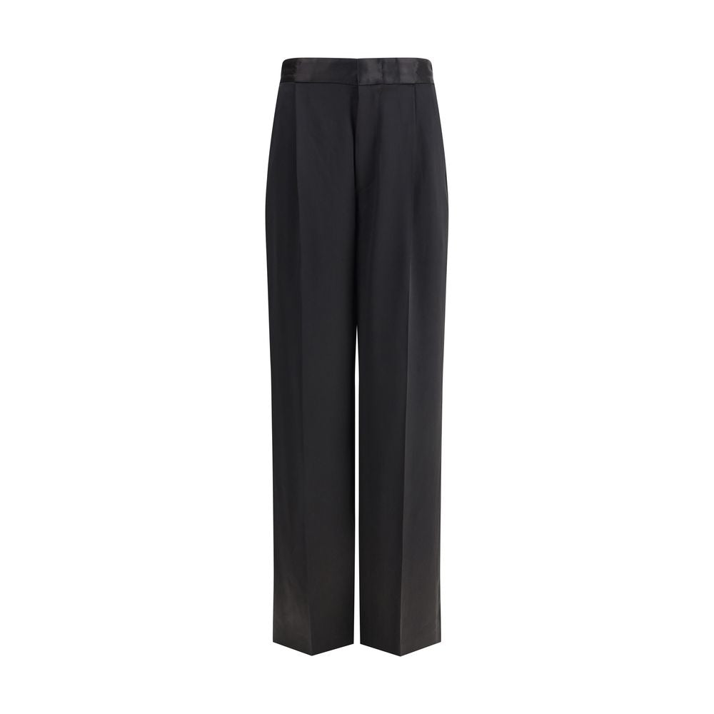 SA SU PHI Black Silk Casual Pants | Regal Royce