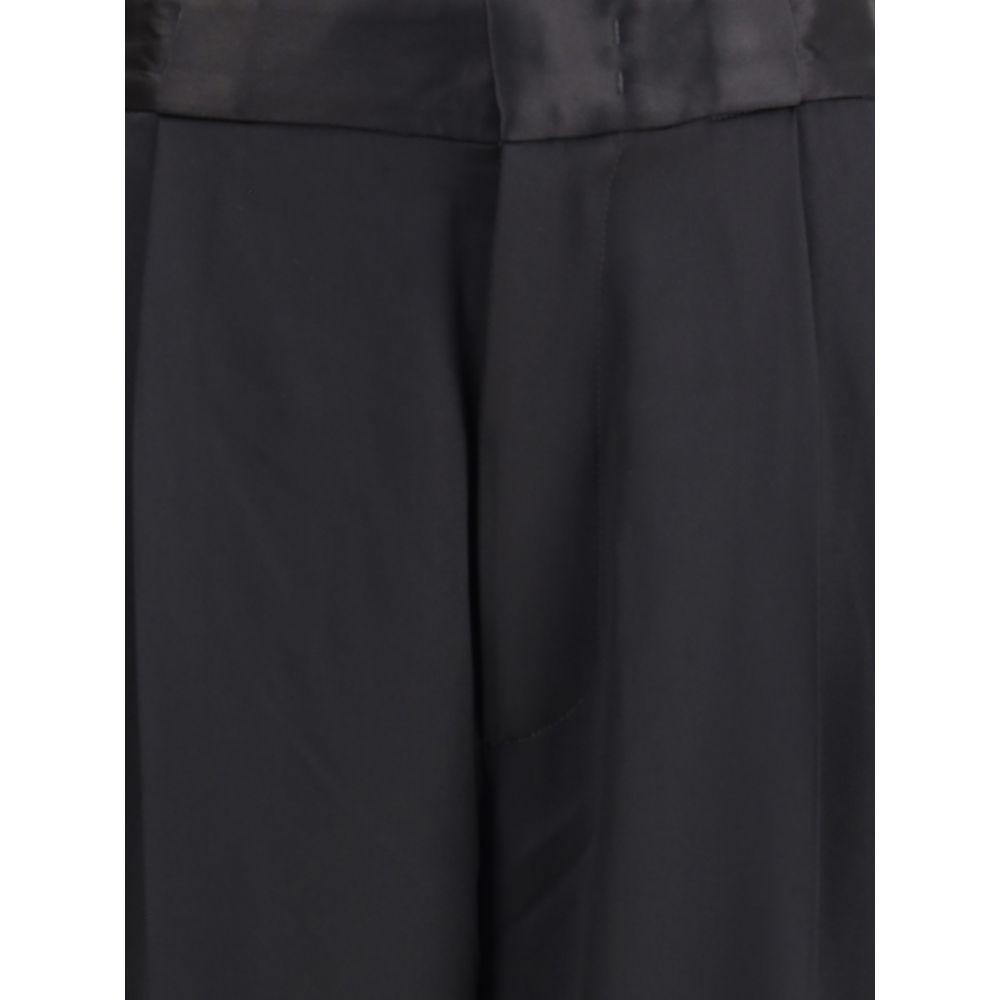 SA SU PHI Black Silk Casual Pants | Regal Royce