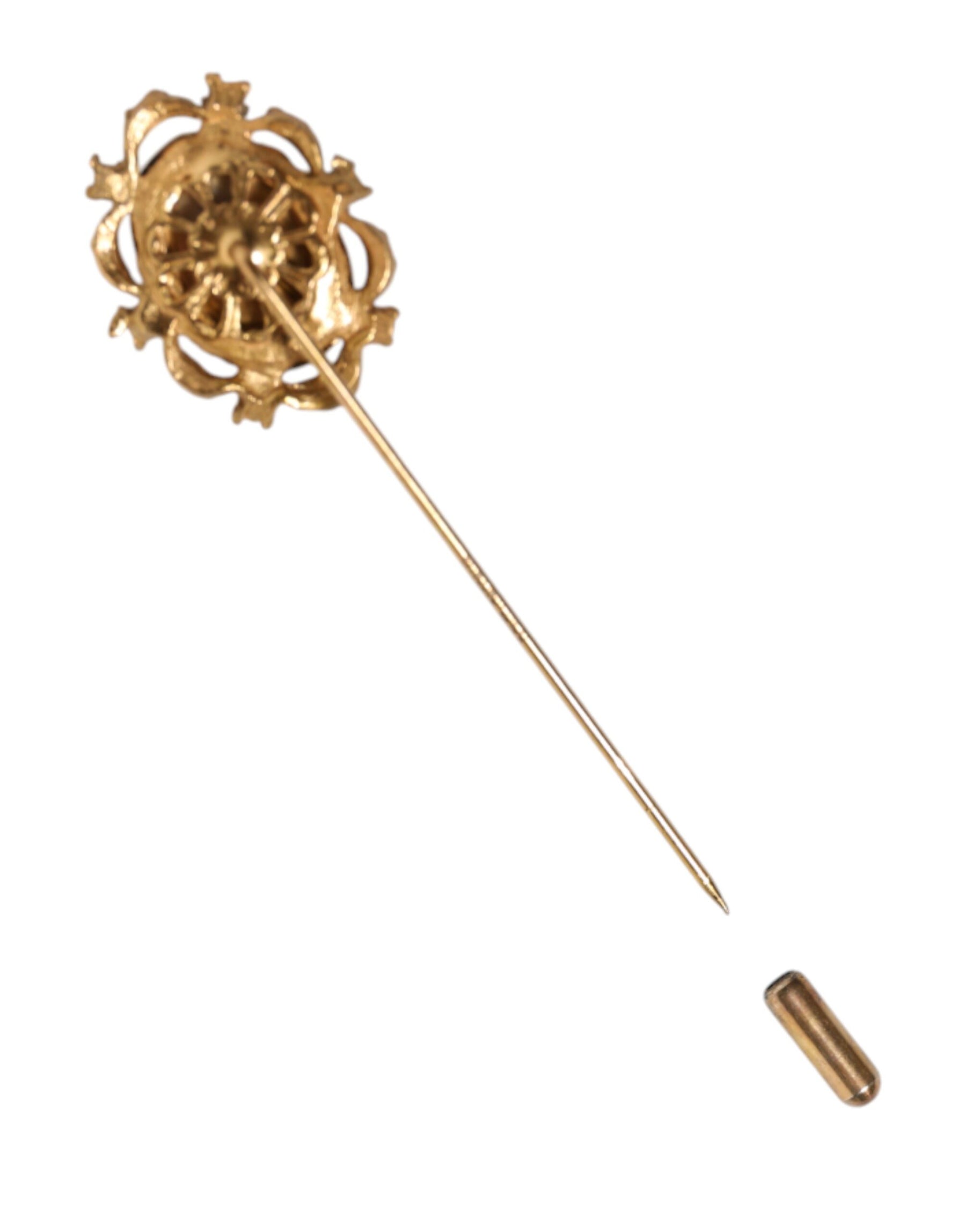 Dolce & Gabbana Gold Tone Green Stone Antique Men Accessory Brooch Pin | Regal Royce