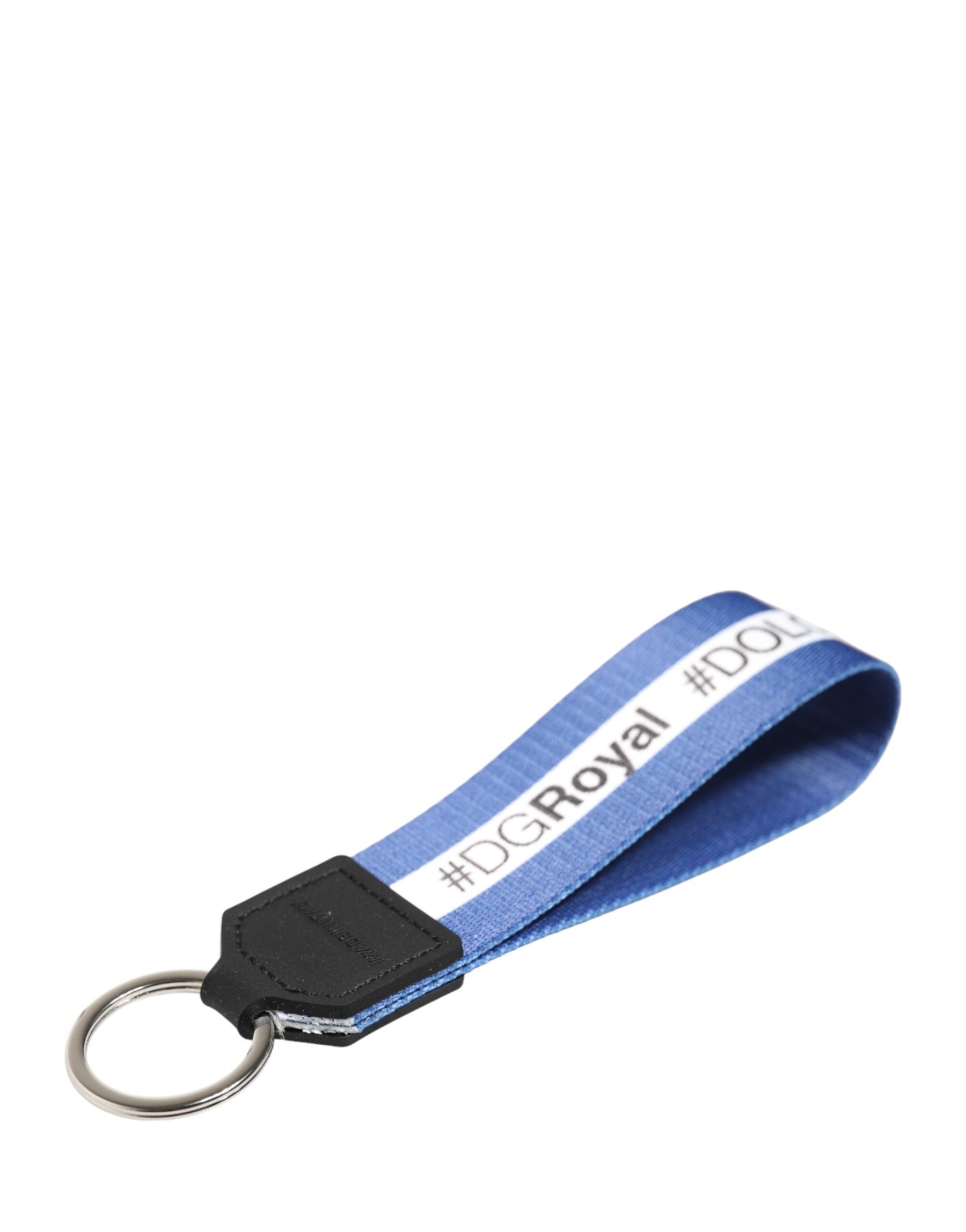 Dolce & Gabbana White Blue Logo Polyester PVC Holder Keychain Keyring | Regal Royce