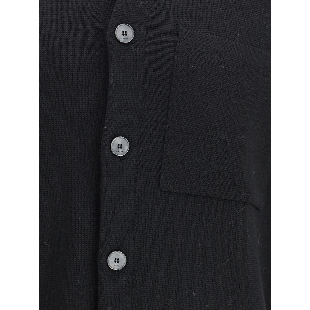 Cruna Black Fleece Wool Coat | Regal Royce