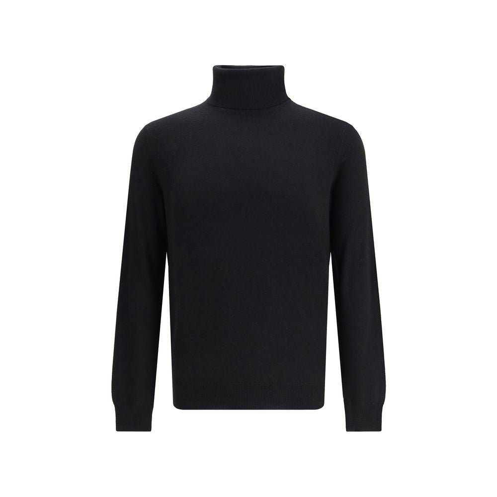 Aragona Cashmere Black Merino Wool Turtleneck | Regal Royce