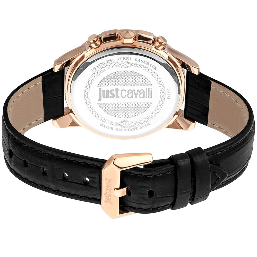 Just Cavalli Black Leather Dress Watch | Regal Royce