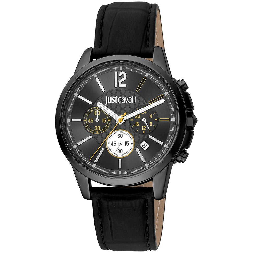 Just Cavalli Black Leather Dress Watch | Regal Royce