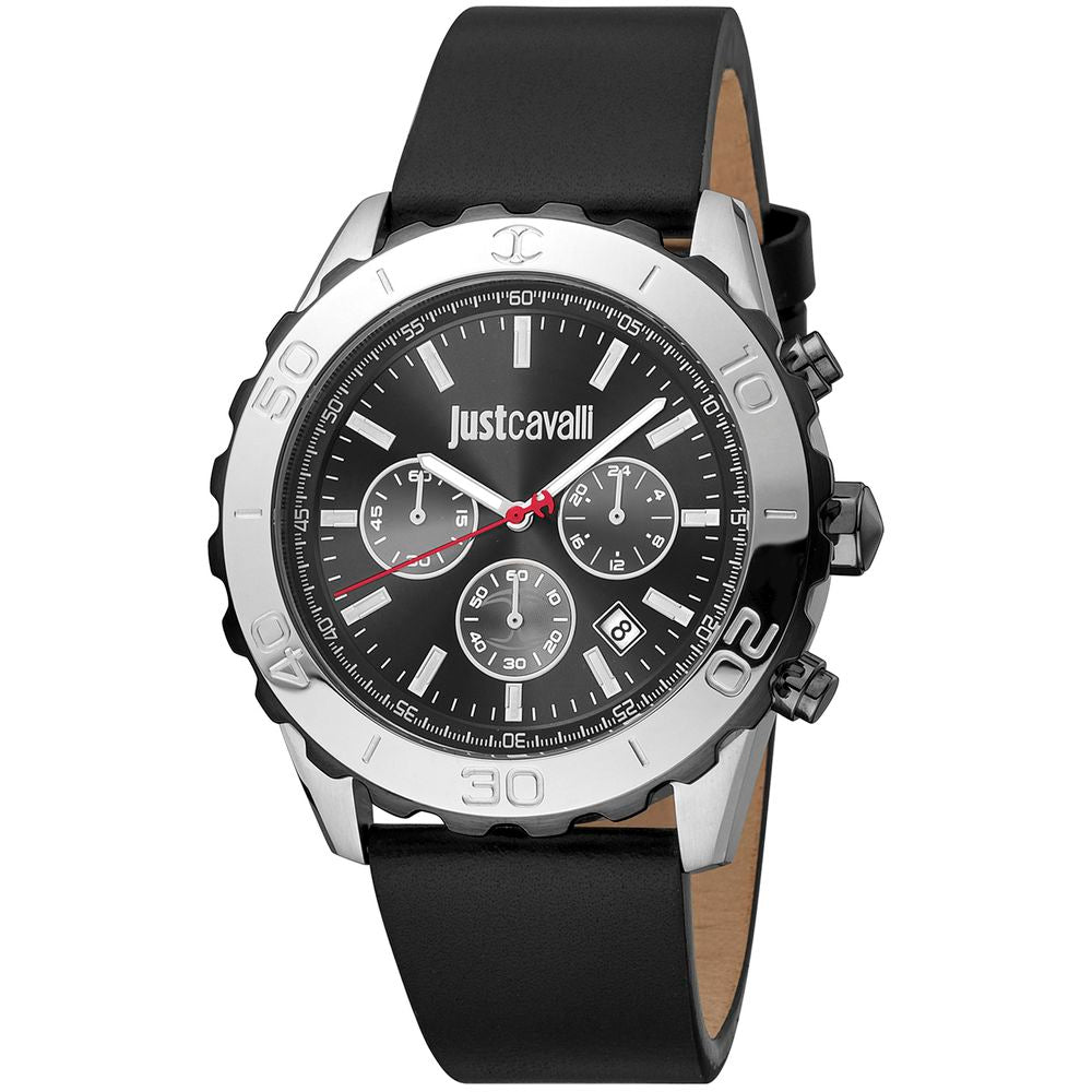 Just Cavalli Black Leather Dress Watch | Regal Royce