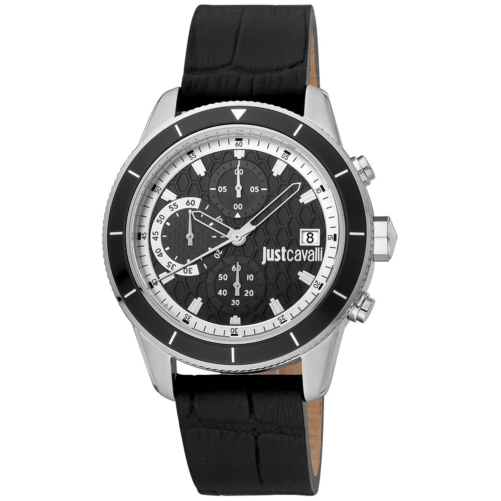 Just Cavalli Black Leather Watch | Regal Royce
