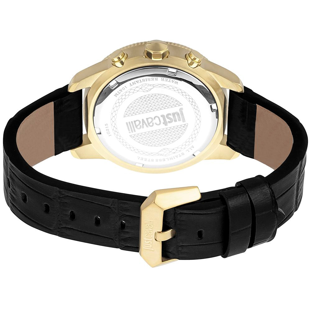 Just Cavalli Black Leather Watch | Regal Royce