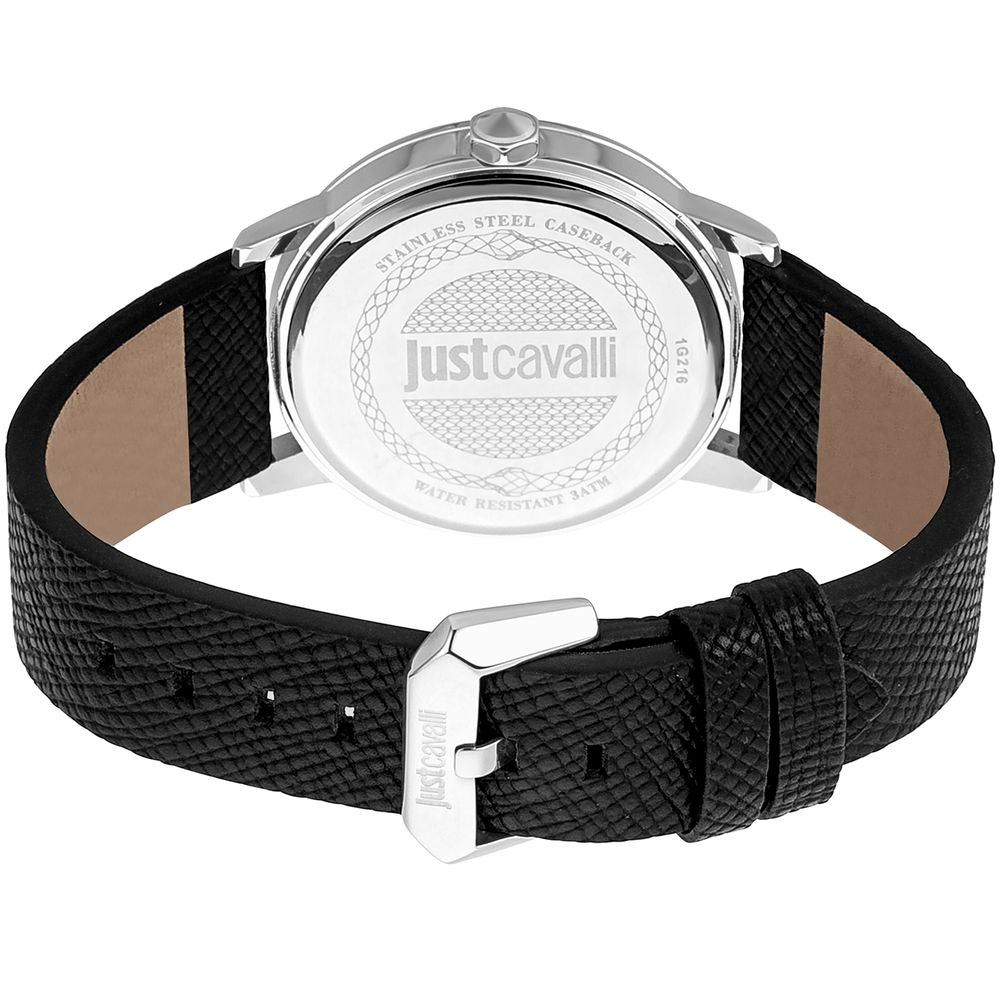 Just Cavalli Black Leather Dress Watch | Regal Royce