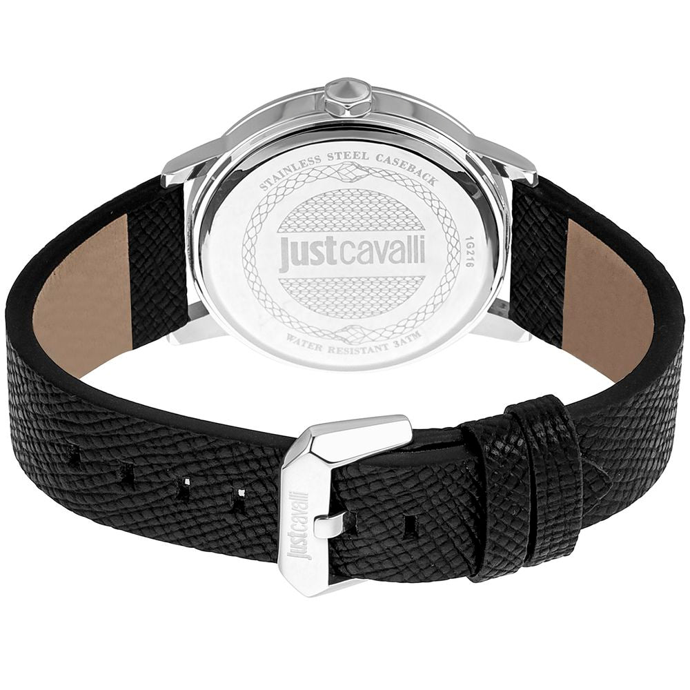 Just Cavalli Black Leather Dress Watch | Regal Royce